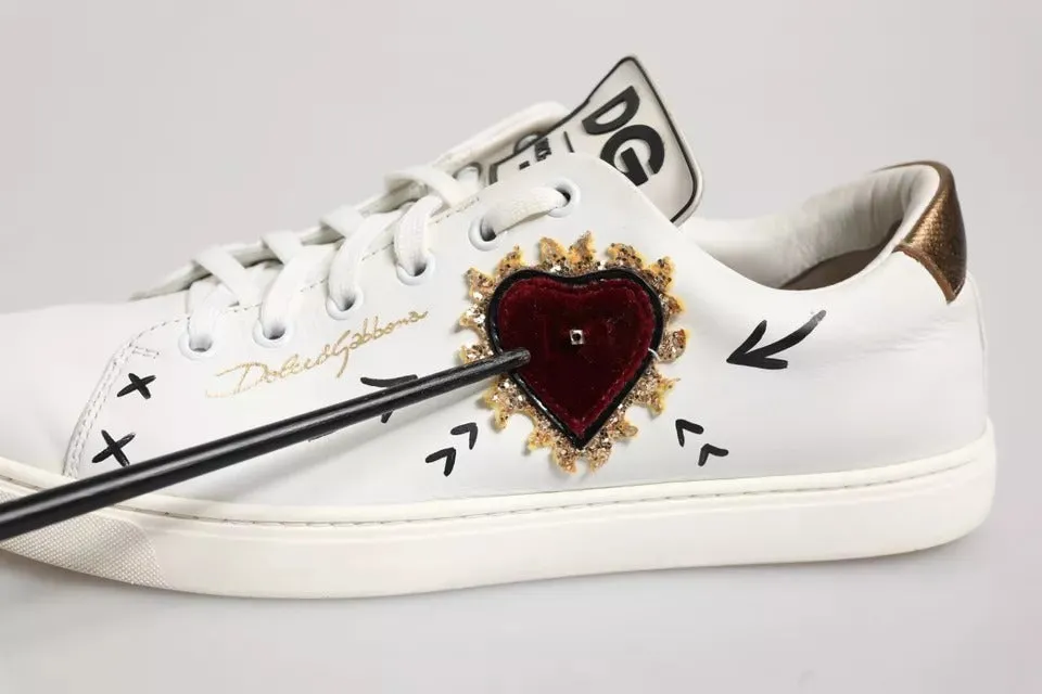 Dolce&Gabbana Men White Sneakers Leather Embellished Casual Trainer Shoes EUR 40