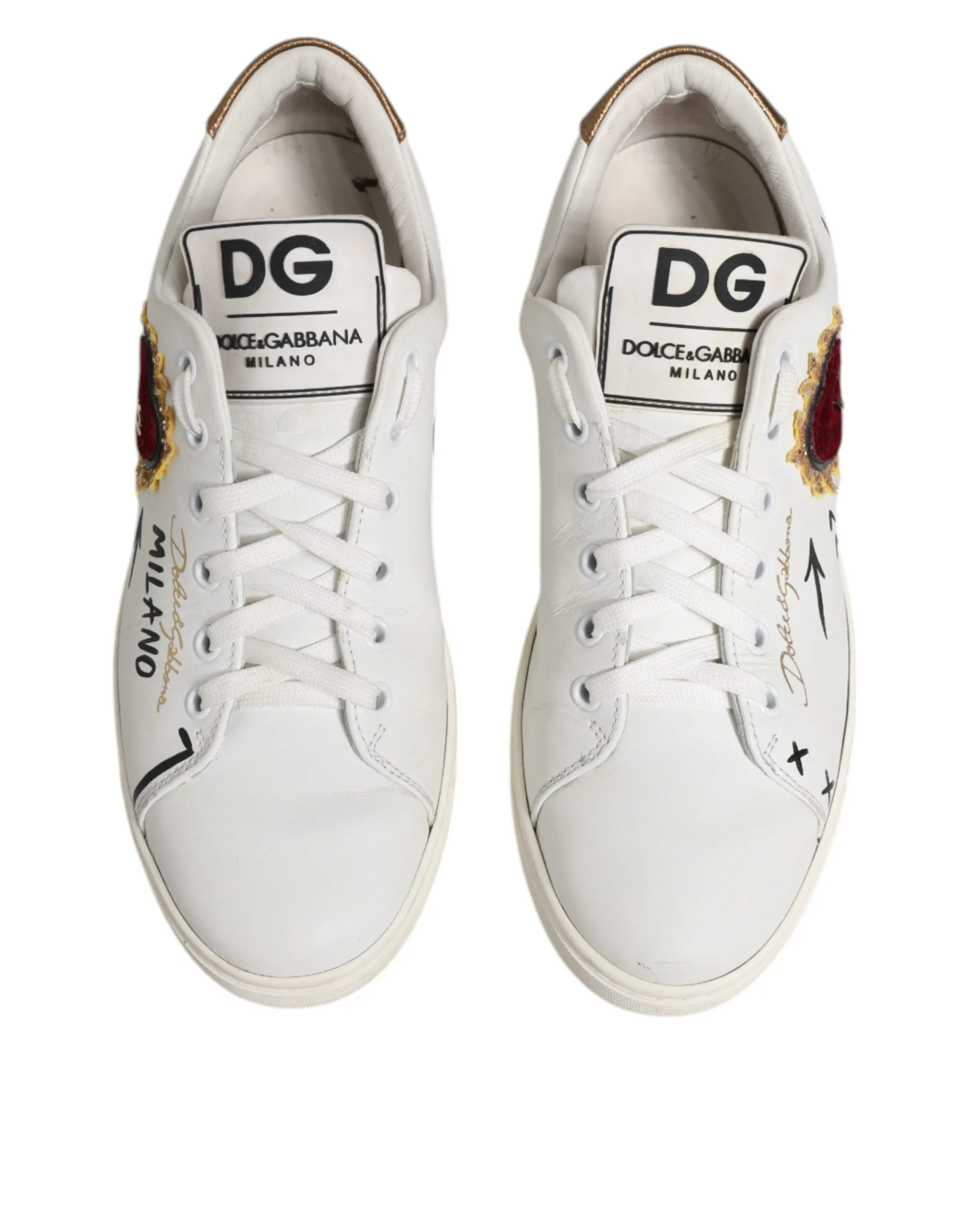 Dolce&Gabbana Men White Sneakers Leather Embellished Casual Trainer Shoes EUR 40