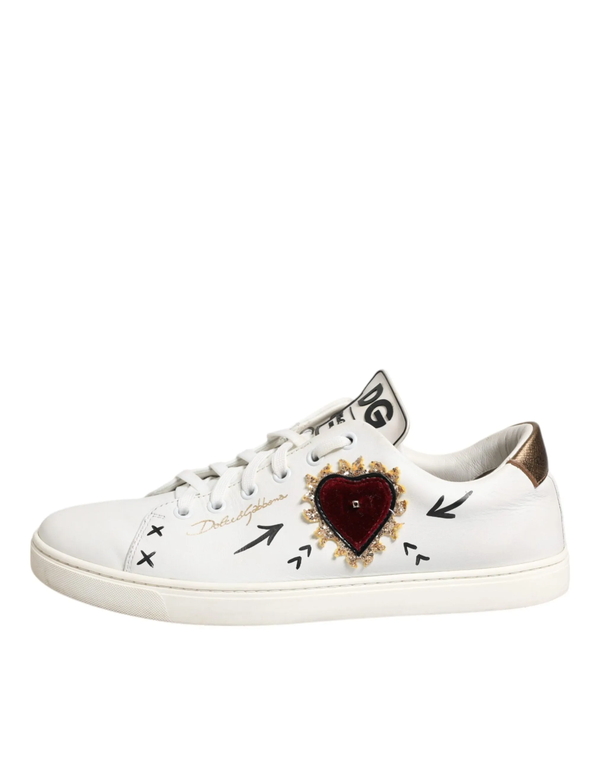Dolce&Gabbana Men White Sneakers Leather Embellished Casual Trainer Shoes EUR 40