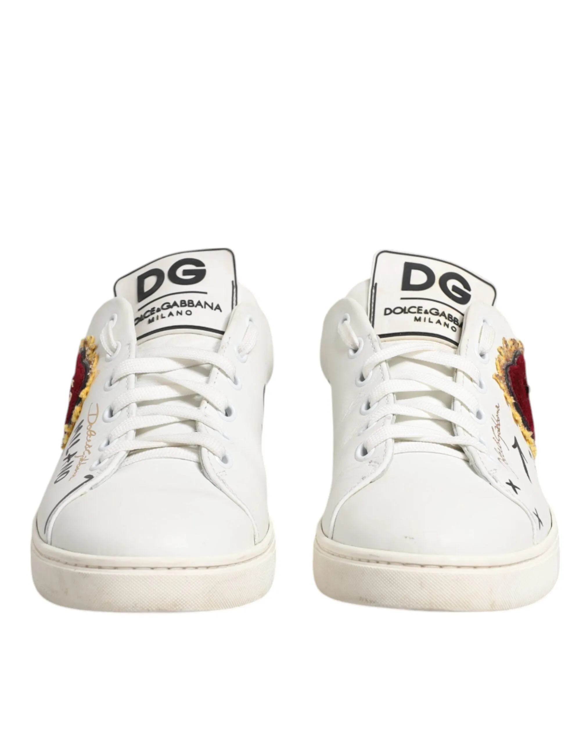 Dolce&Gabbana Men White Sneakers Leather Embellished Casual Trainer Shoes EUR 40