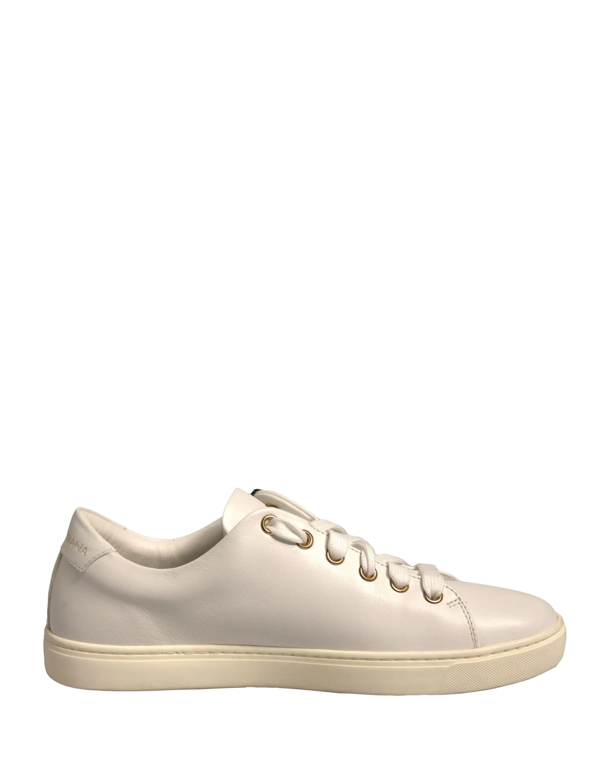 Dolce&Gabbana Women Ivory Sneakers Leather Heart Embroidery Trainer Shoes EUR 36