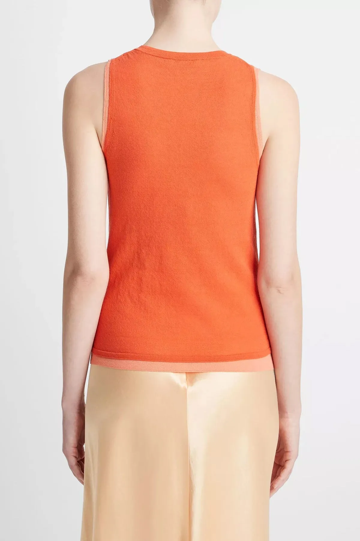 Double-Layer Knit Shell in Coral Combo