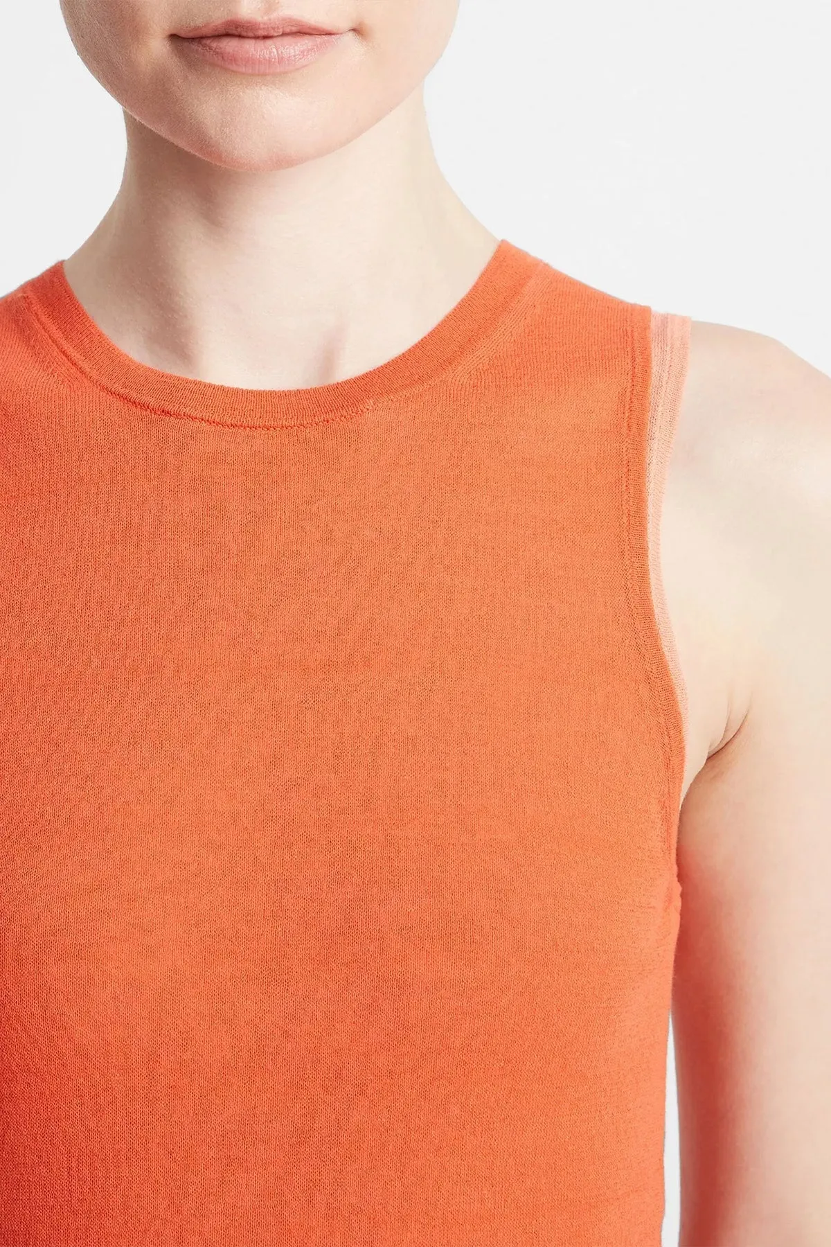Double-Layer Knit Shell in Coral Combo