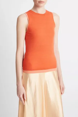 Double-Layer Knit Shell in Coral Combo