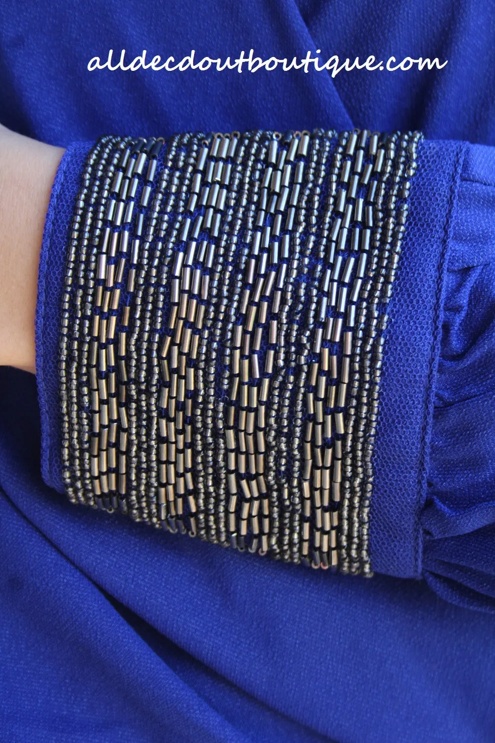 Double Zero | Hi-Lo Top with Beaded Cuffs Royal Blue