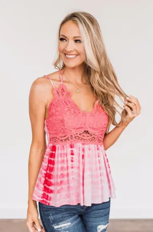 Elegantly Elevated Lace Tank Top- Shades Of Pink