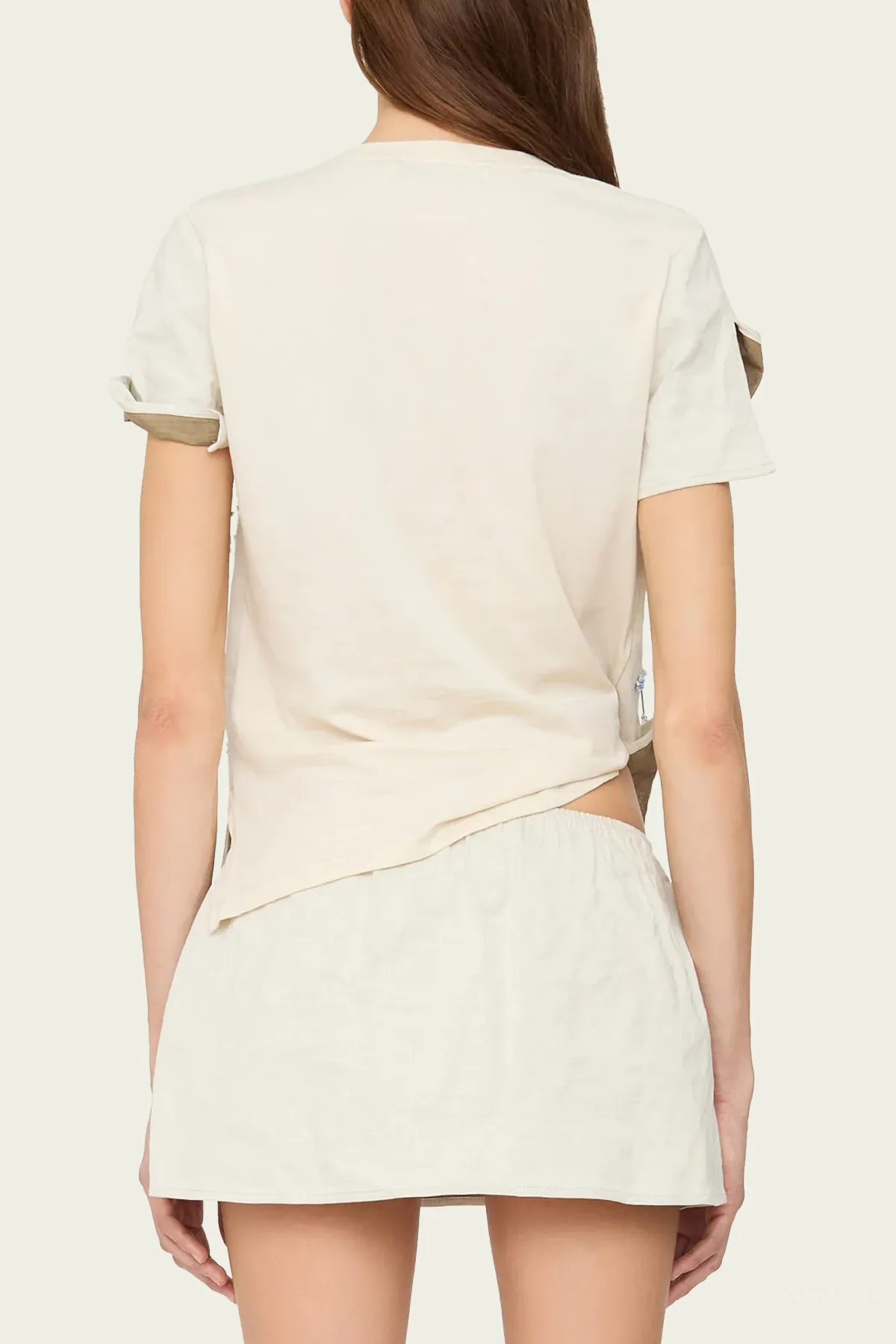 Embla Beaded Crushed Tee in Putty Multi