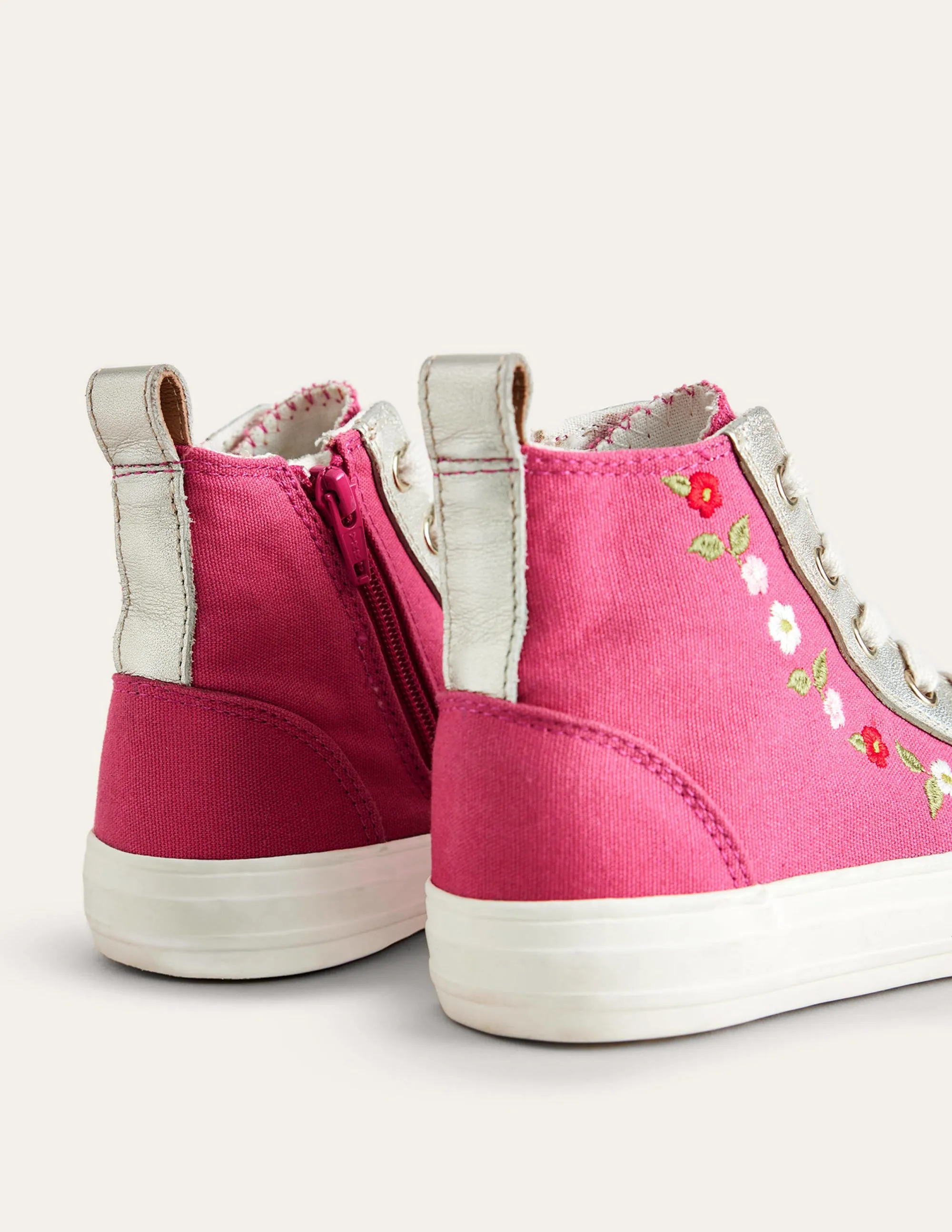 Embroidered High Tops-Rose Pink