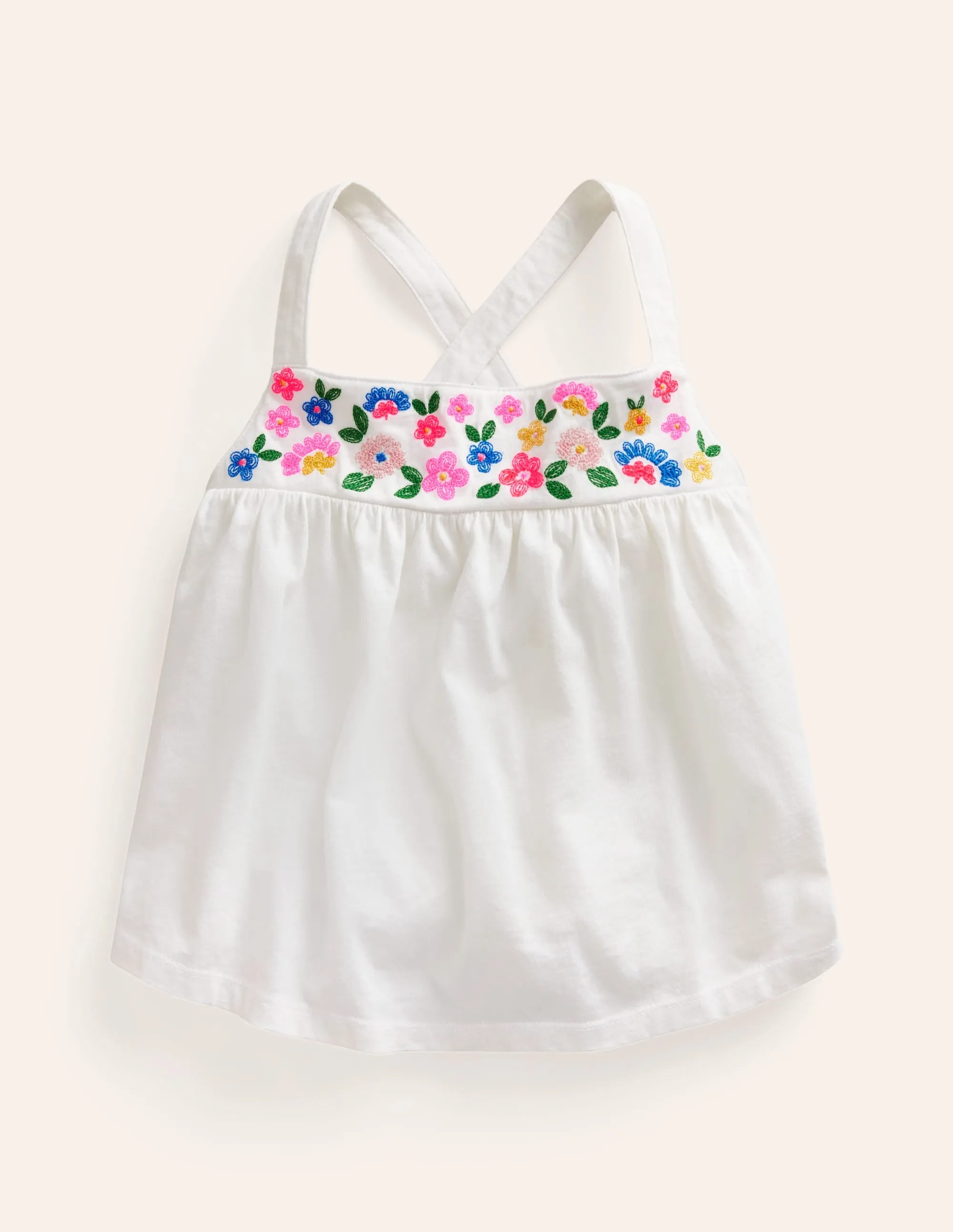 Embroidered Jersey Vest-White