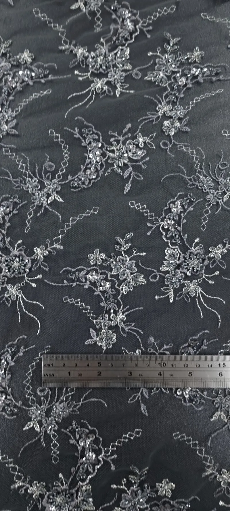 Embroidered Lace Fantasia Charcoal