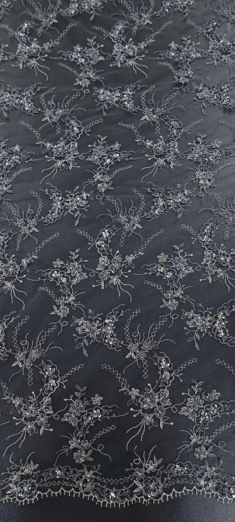 Embroidered Lace Fantasia Charcoal