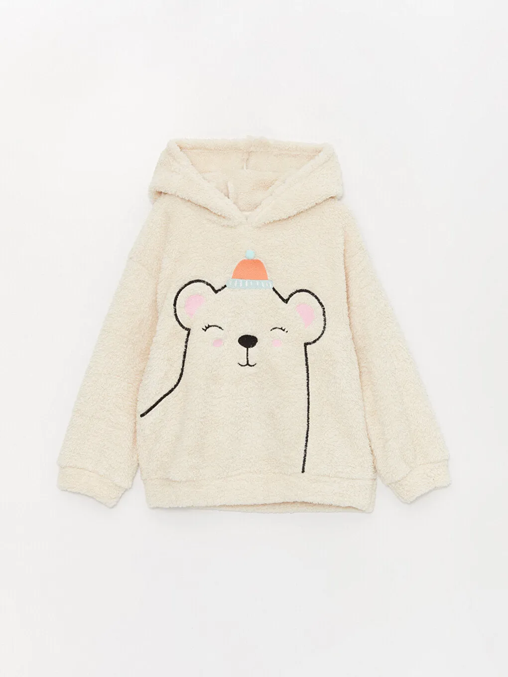 Embroidered Long Sleeve Plush Girls Hoodie