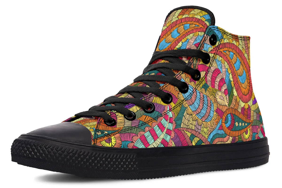 Embroidered Paisley High Tops