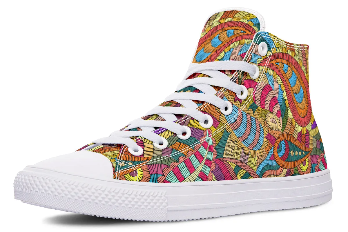 Embroidered Paisley High Tops