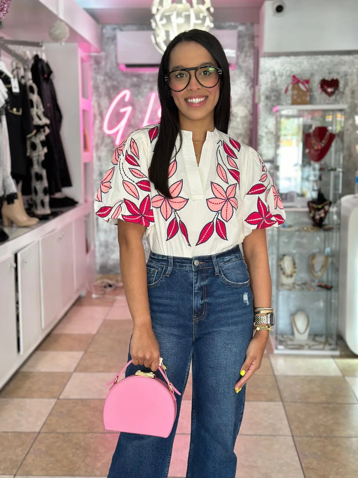 Embroidered Poplin Top