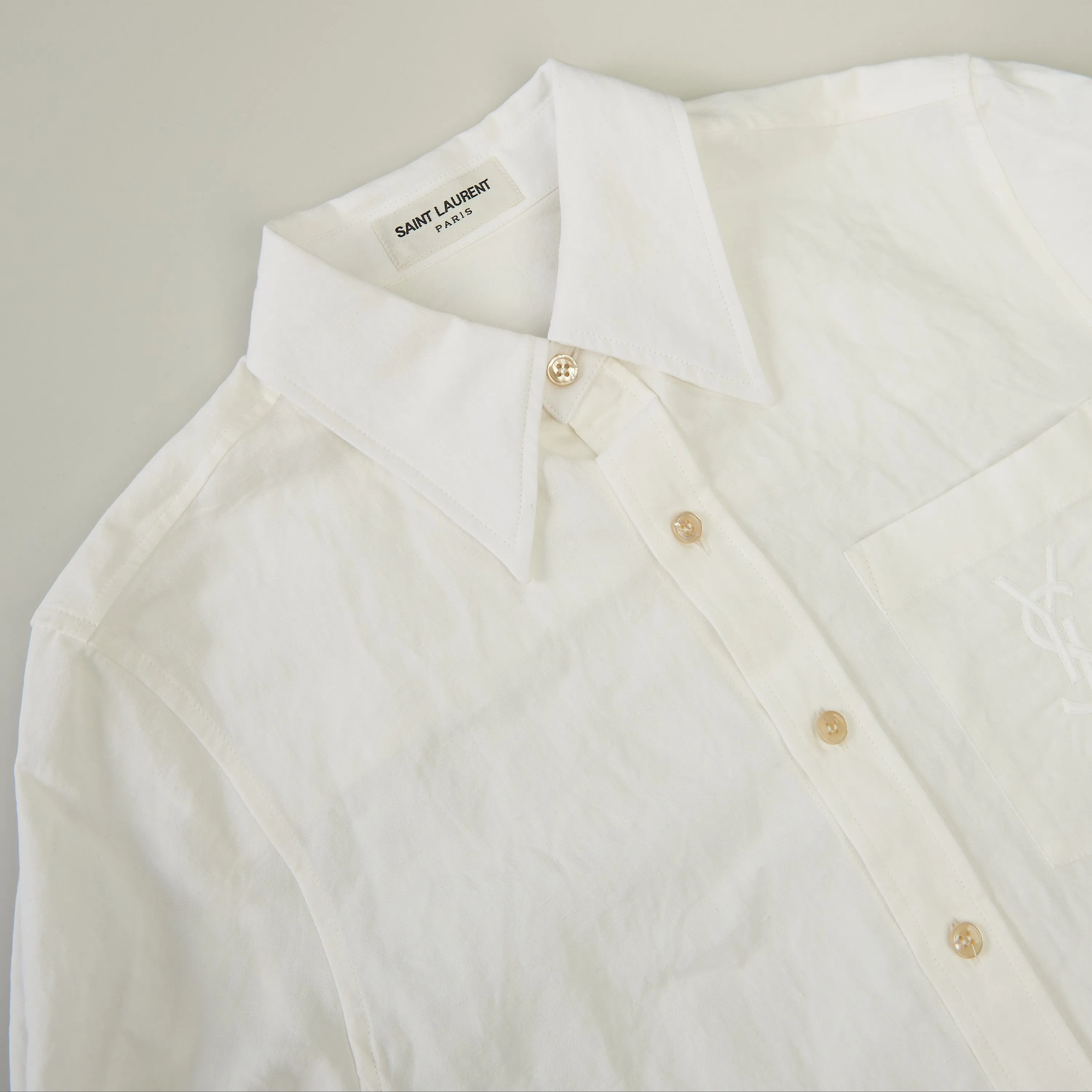Embroidered Shirt In Cotton And Linen