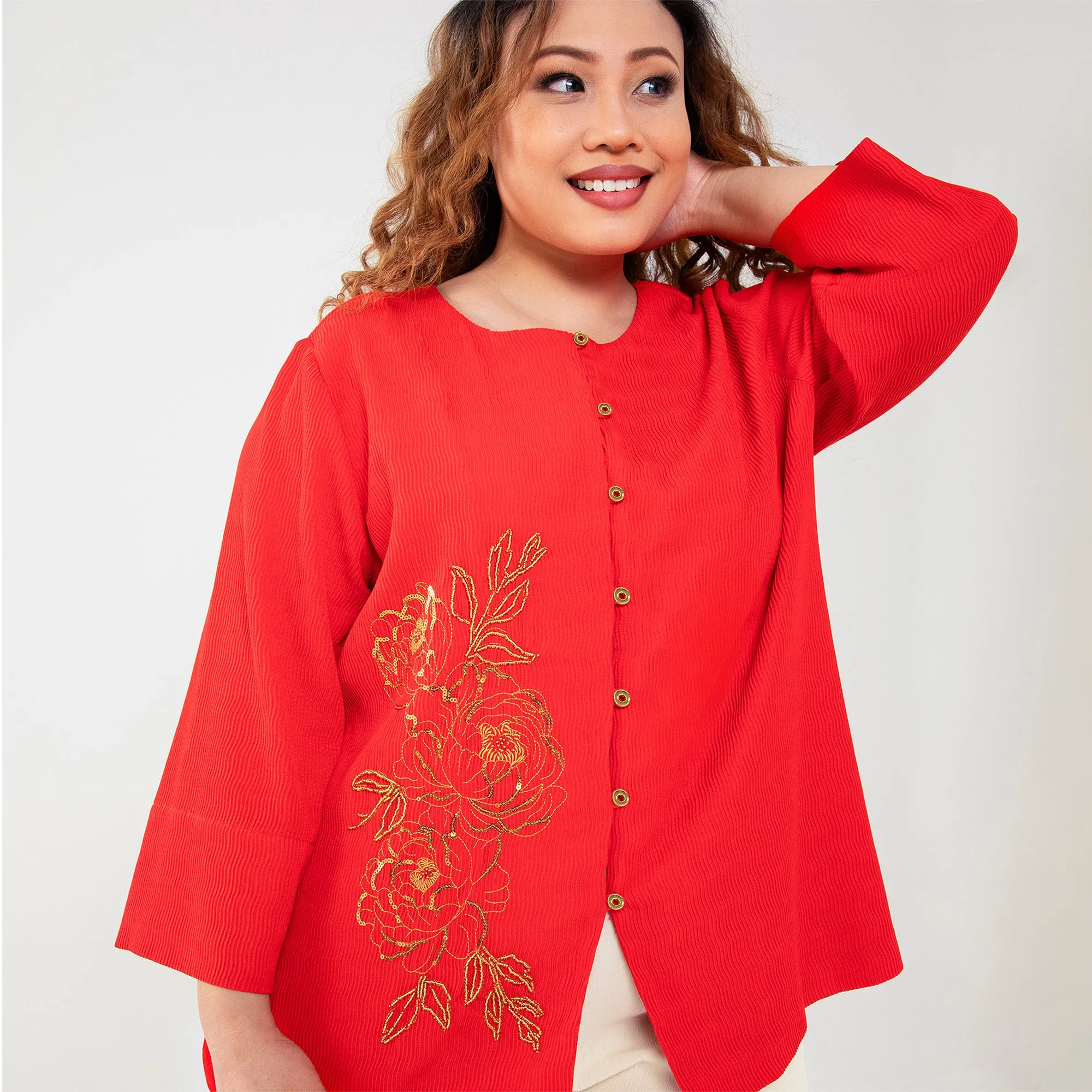 Embroidered Textured Top