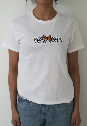 Embroidered Tribal Butterfly, Long Crop Tops
