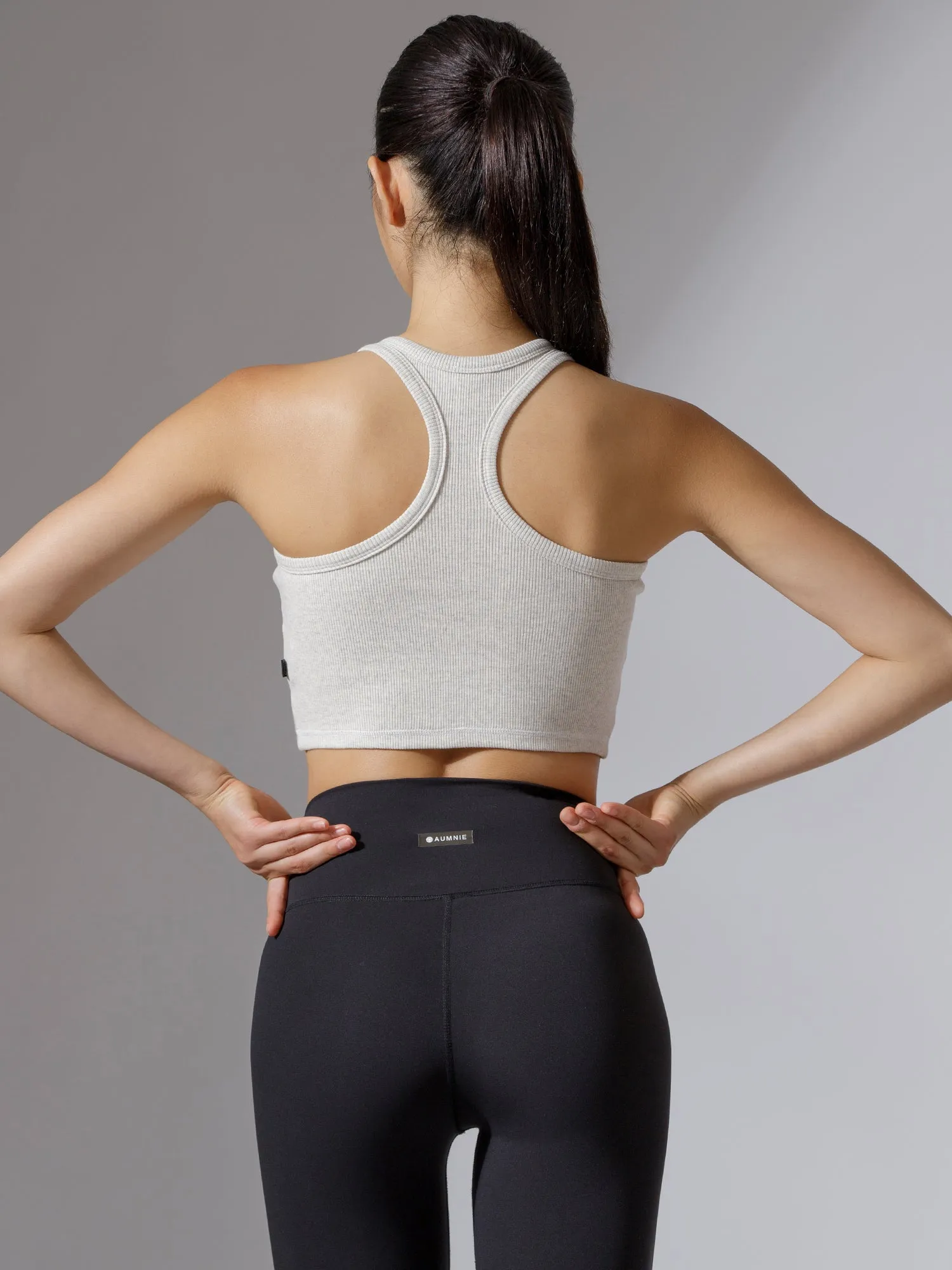 EVERYDAY RIBBED CROPPED SINGLET, GREY