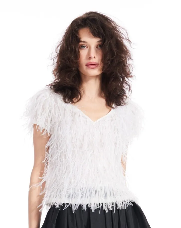 FEATHER V-NECK SHORT SLEEVE TEE
