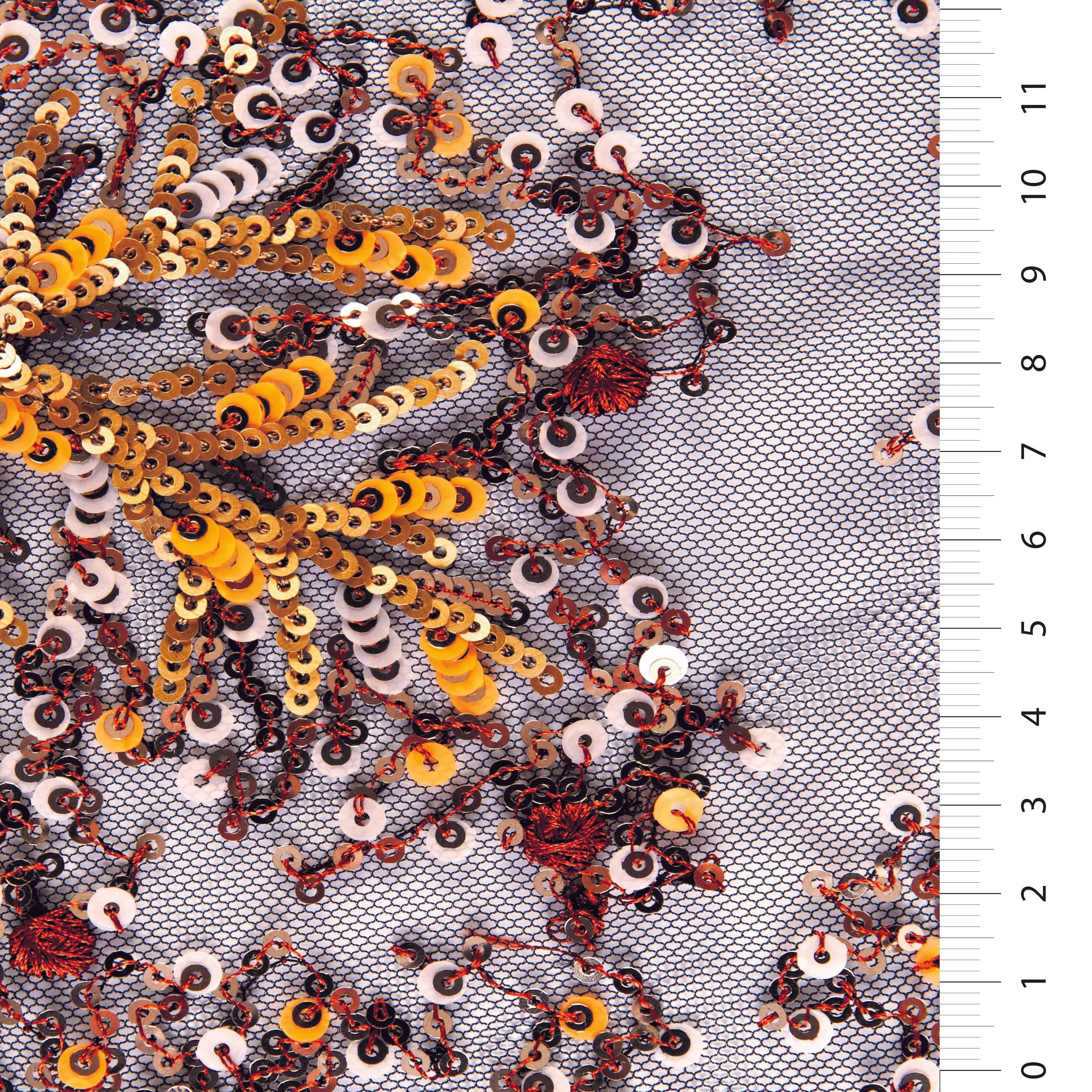 Floral Design Colorful Sequin Embroidery Mesh Tulle Fabric