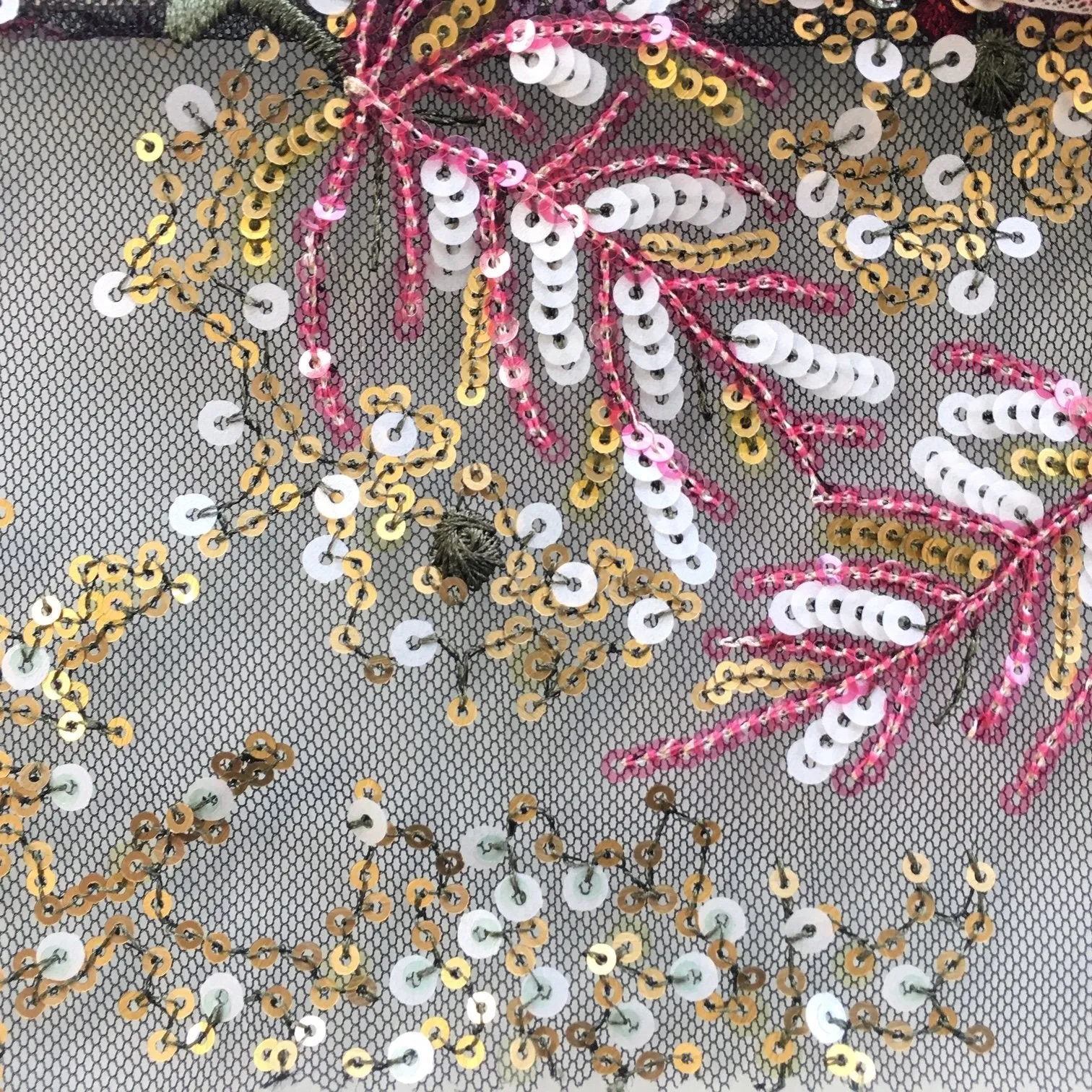 Floral Design Colorful Sequin Embroidery Mesh Tulle Fabric