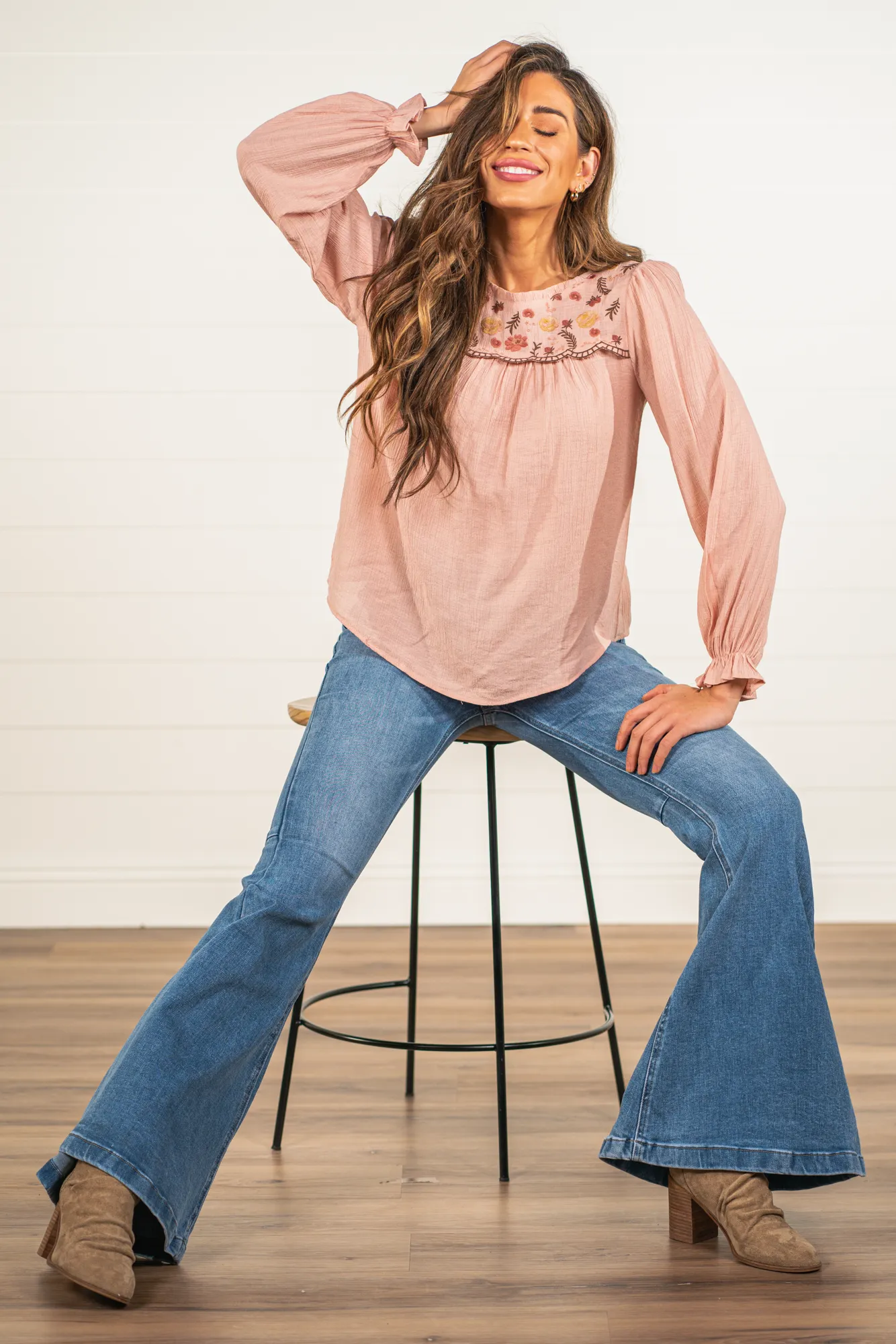 Floral Embroidered Blouse | Top