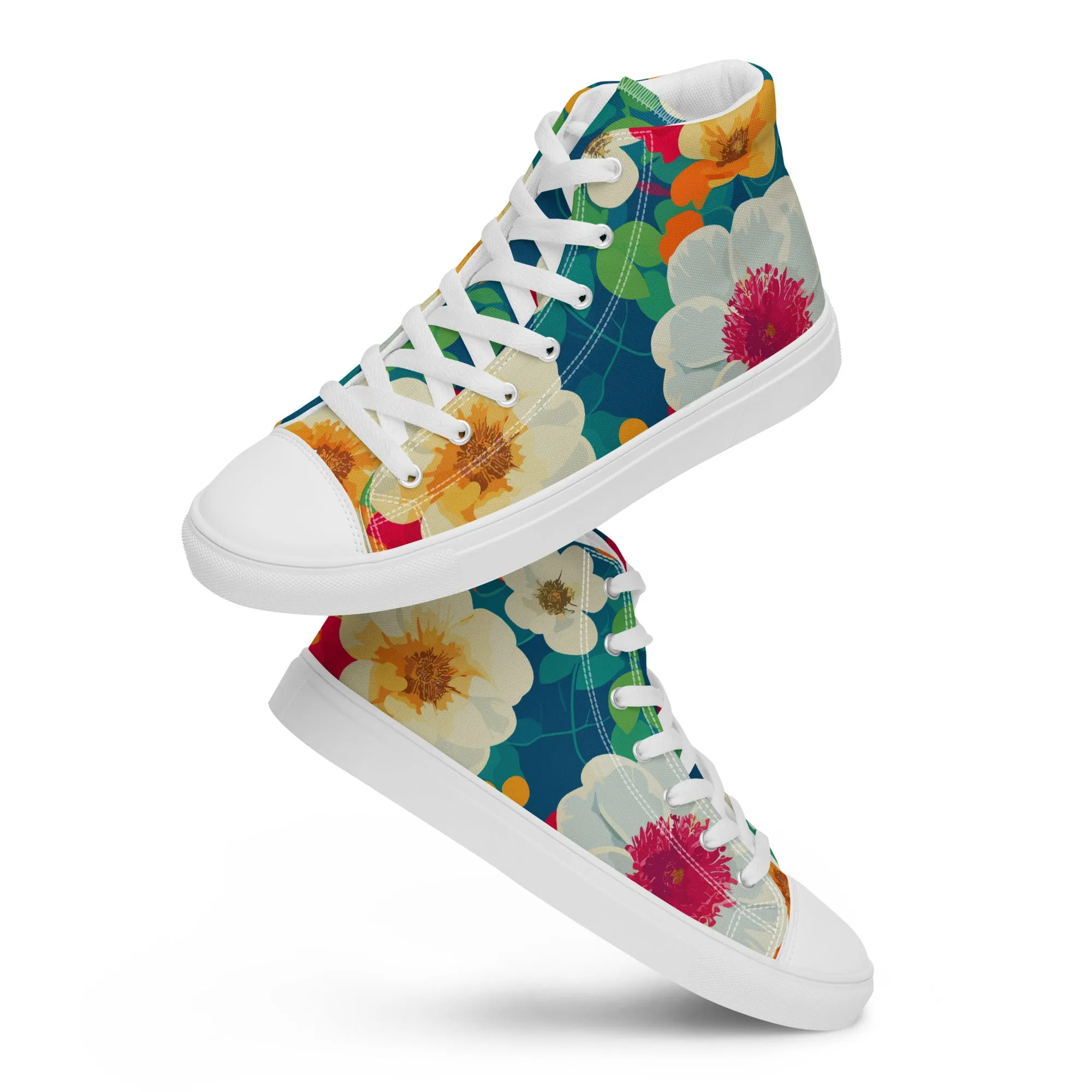 Floral Women's High Top Canvas Sneakers