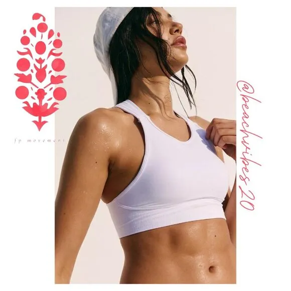 FP MOVEMENT BY FREE PEOPLE On The Radar High Neck Bra White XS/S NWOT FP-148