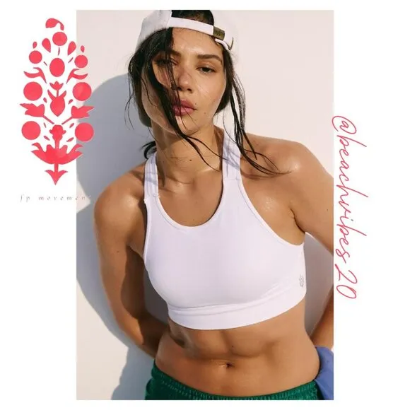 FP MOVEMENT BY FREE PEOPLE On The Radar High Neck Bra White XS/S NWOT FP-148