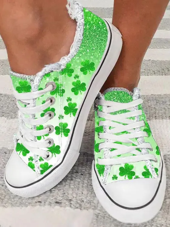 Fringe Lace Up Canvas Sneakers