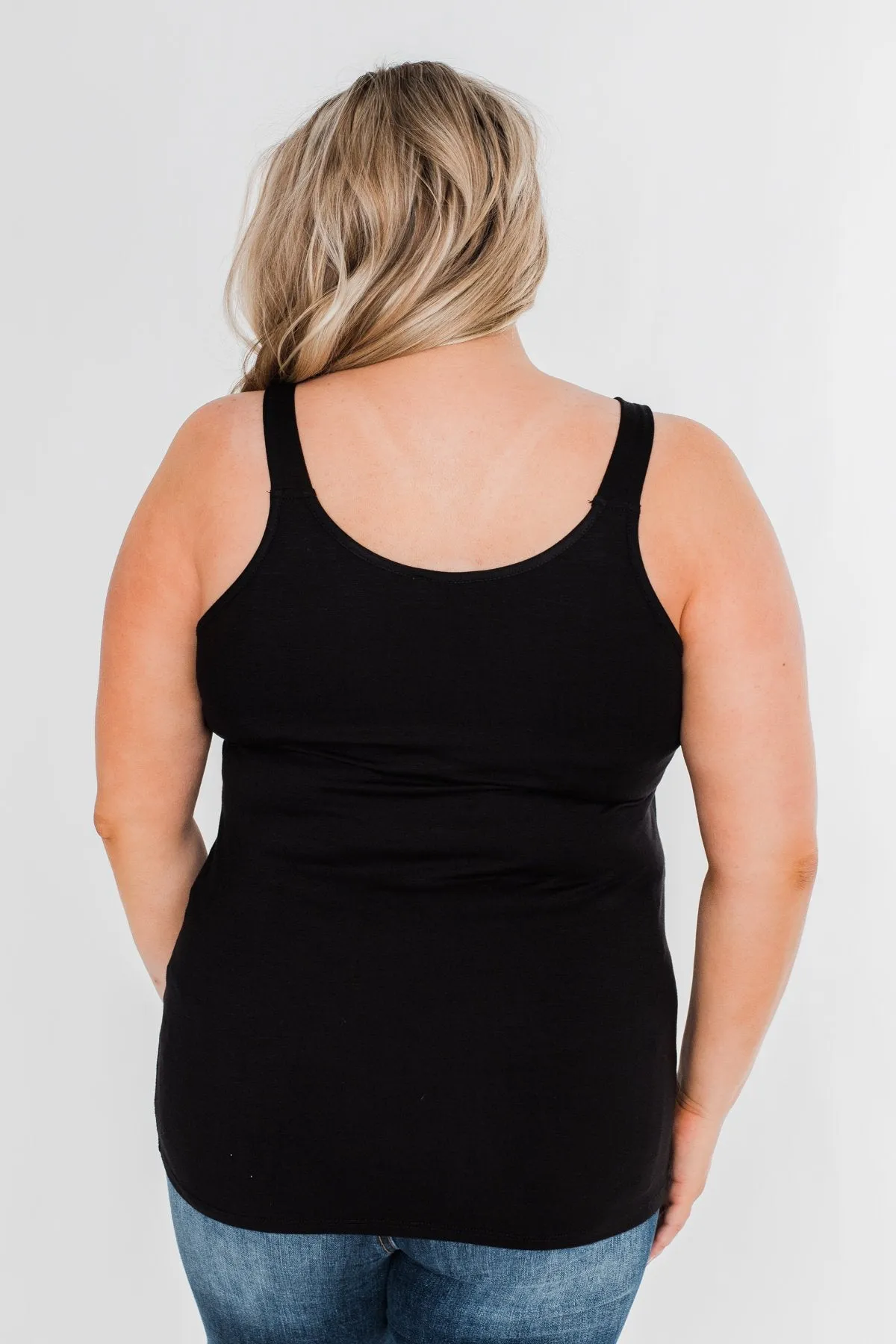 Front Lace Criss Cross Tank Top- Black