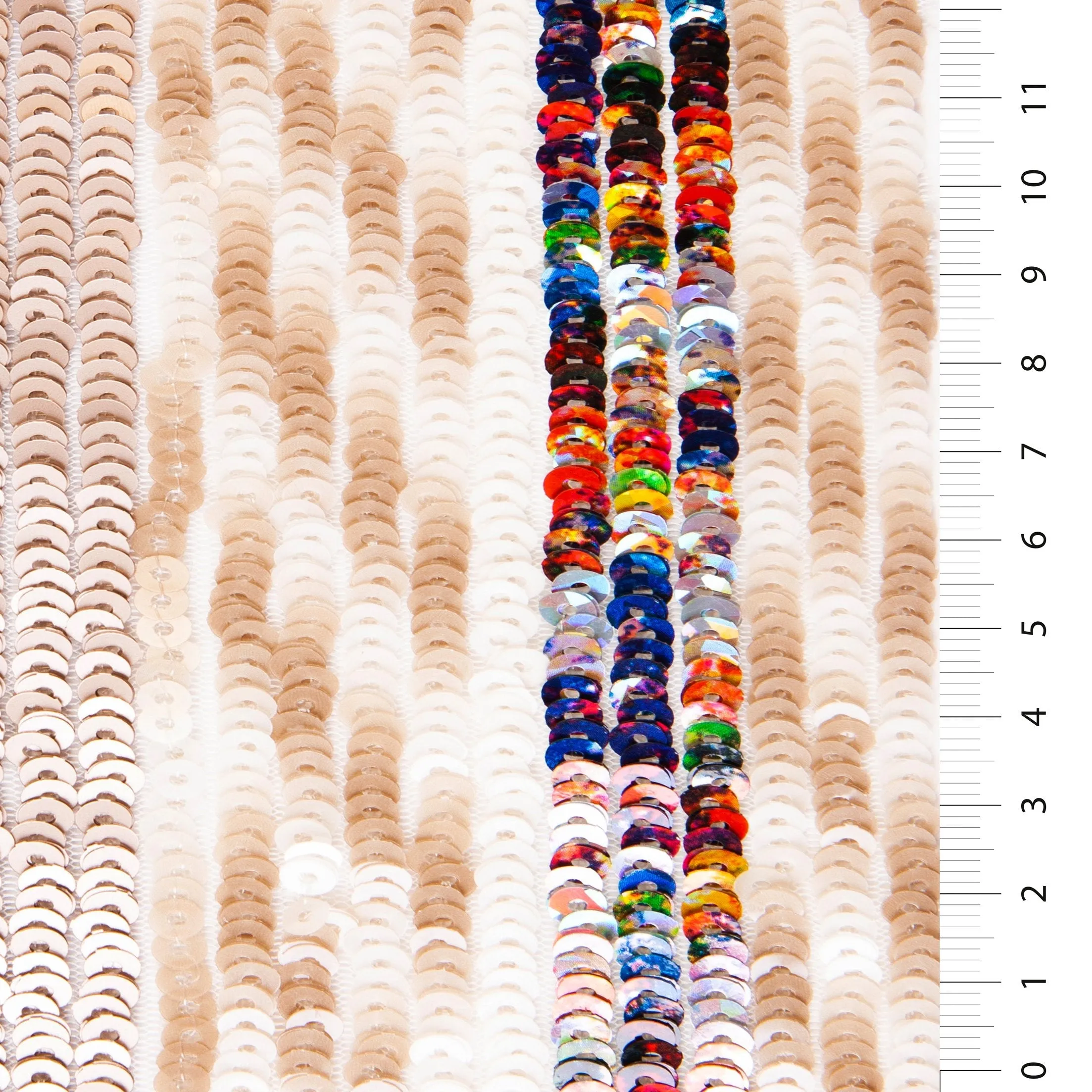 Full Color Striped Sequin Embroidered Fabric