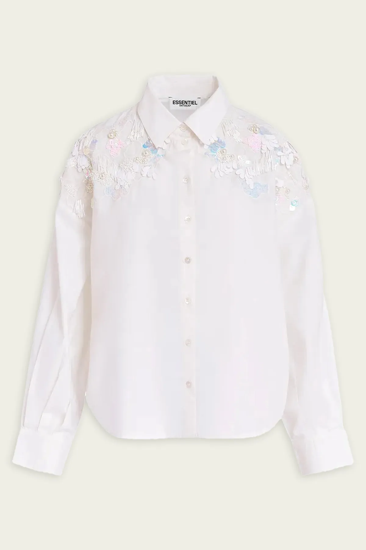 Gdog Beaded Embroideries Cotton Shirt in White