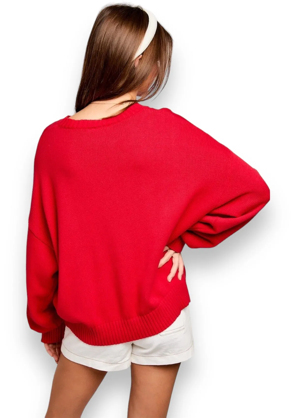 Georgia Round Neck Sweater | Red