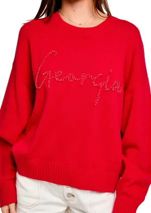 Georgia Round Neck Sweater | Red