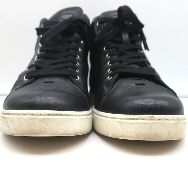 Gianvito Rossi High Top Sneakers Black Grained Leather Size 43.5