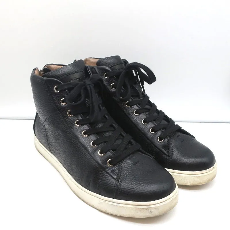 Gianvito Rossi High Top Sneakers Black Grained Leather Size 43.5