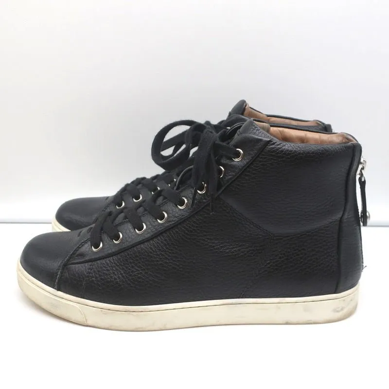 Gianvito Rossi High Top Sneakers Black Grained Leather Size 43.5