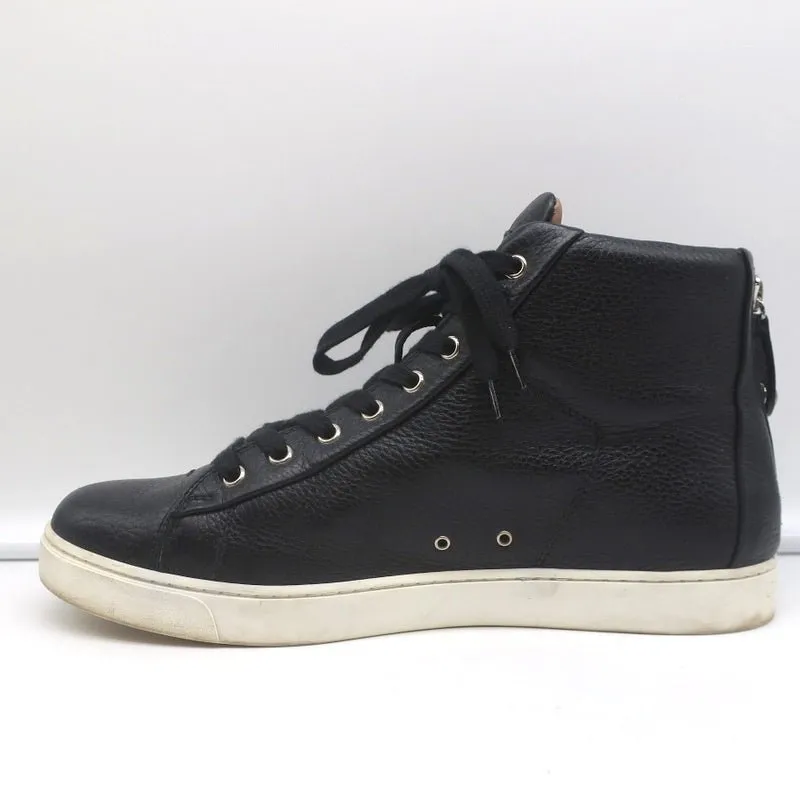 Gianvito Rossi High Top Sneakers Black Grained Leather Size 43.5