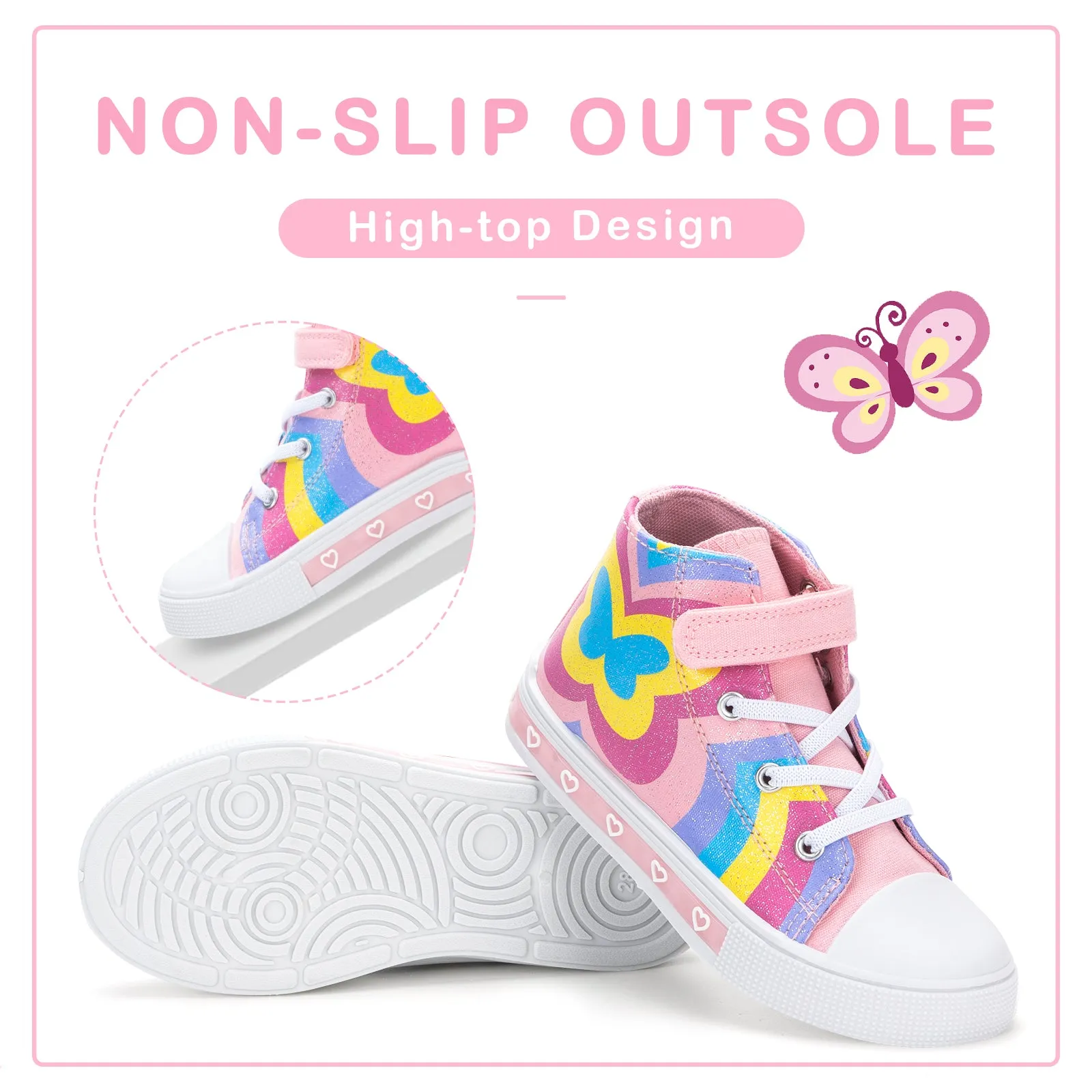 Girls Light Up High Top Canvas Sneakers