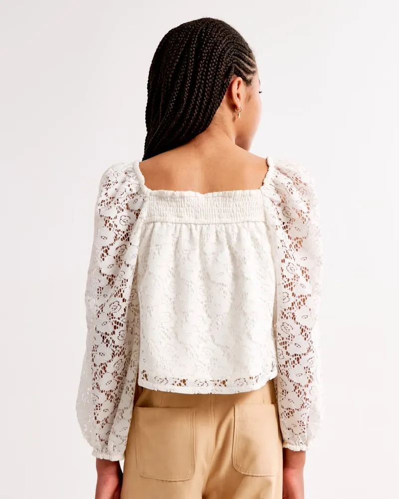 Girls Long Sleeve Lace Top