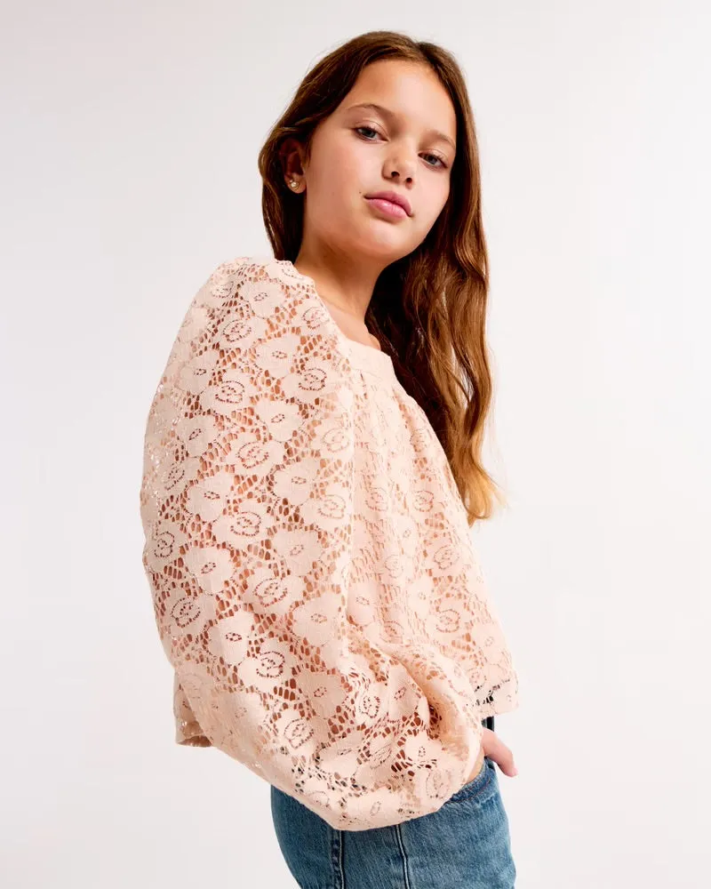 Girls Long Sleeve Lace Top