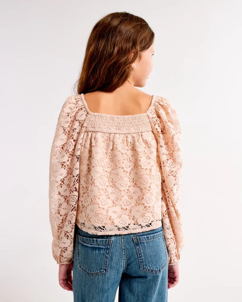 Girls Long Sleeve Lace Top