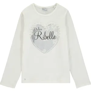 Girls White Cotton Jersey Top