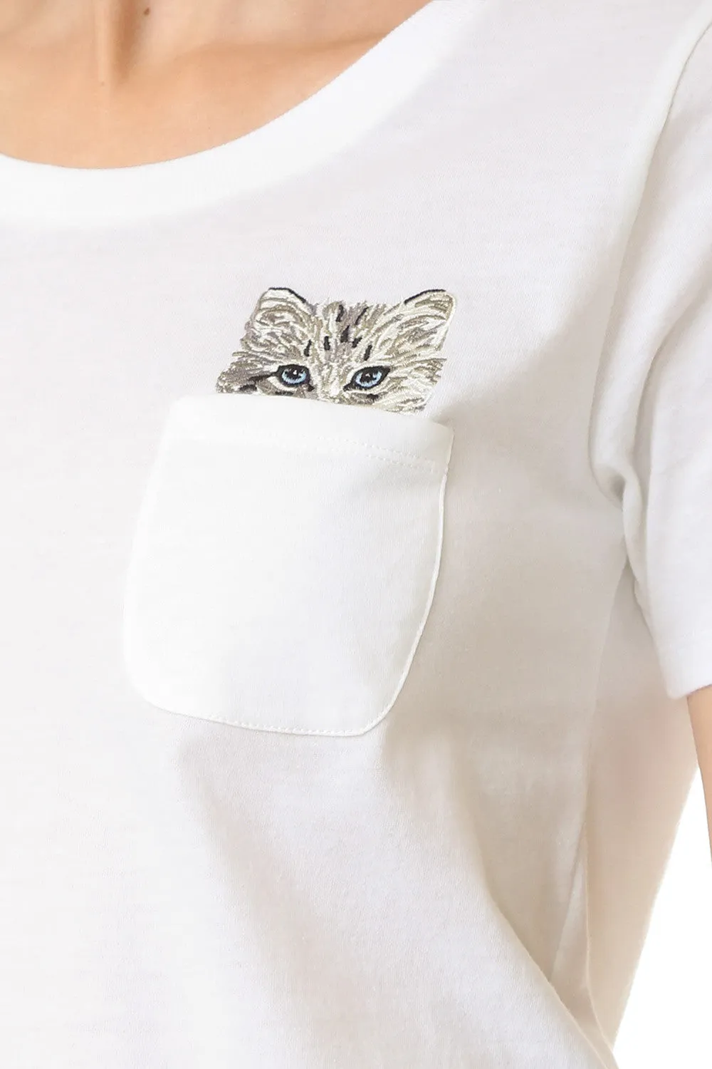 Glendale Cat Pocket Tee - White