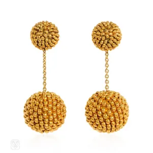 Gold electroplated double ball earrings