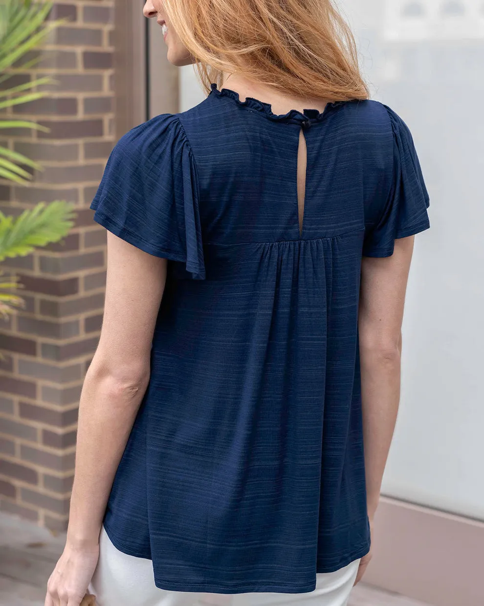 Grace & Lace Ellis Knit Embroidered Top - Navy/Multi