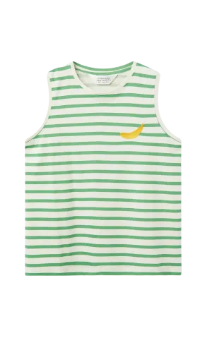 Green Striped Print T-shirt Banana