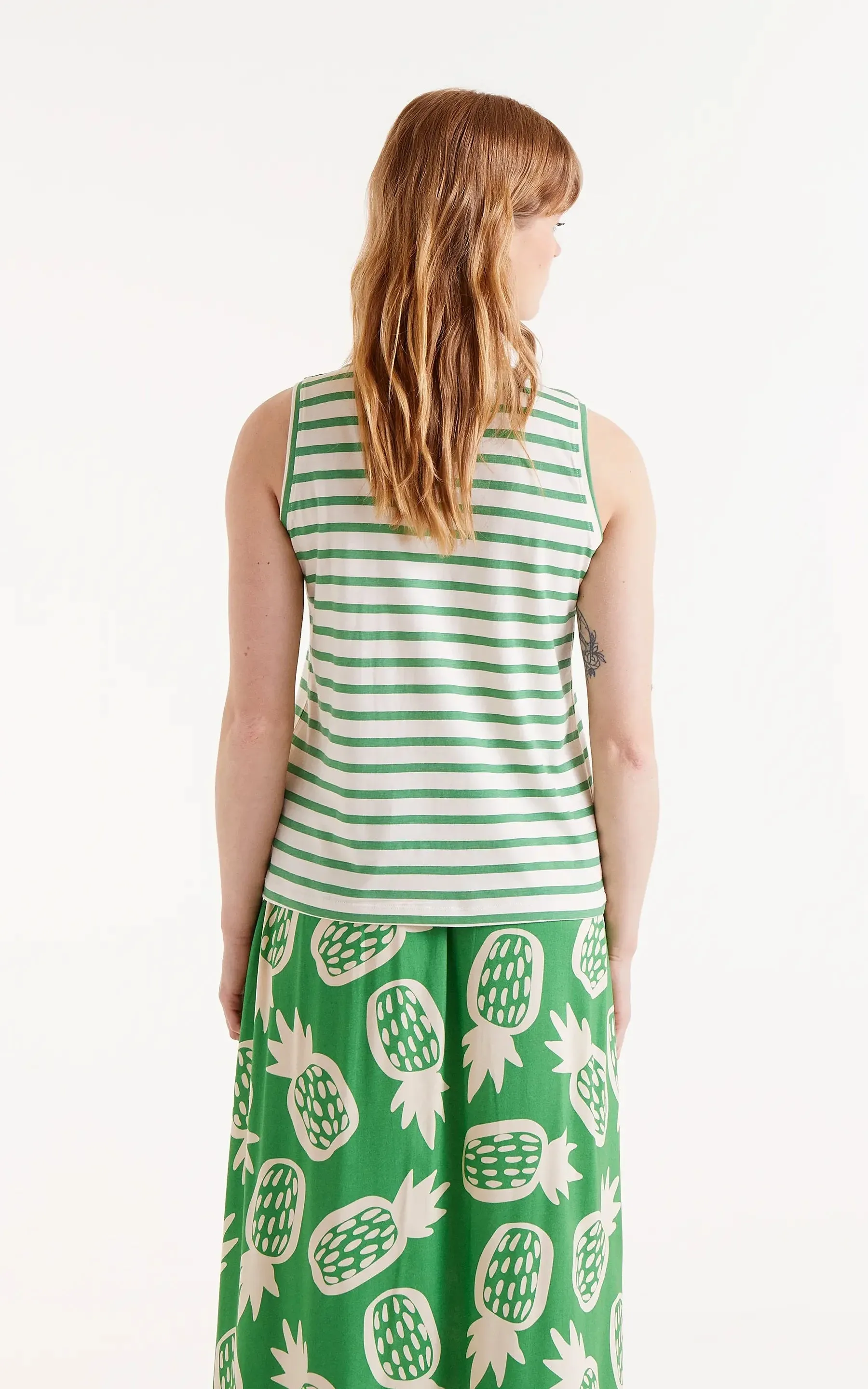 Green Striped Print T-shirt Banana